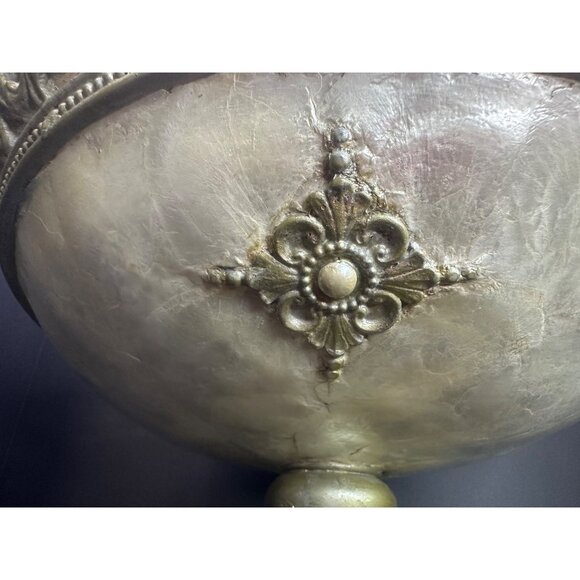 Vtg Pearlecent Accent Compote Bowl Centerpiece Pedestal Home Decor 7" T 12" DIA - Picture 3 of 16